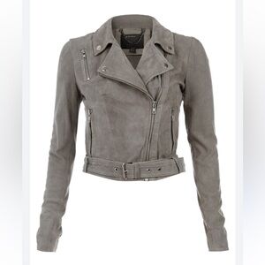 Muubaa London grey Orinoco biker leather Suede Jacket - Taupe / grey